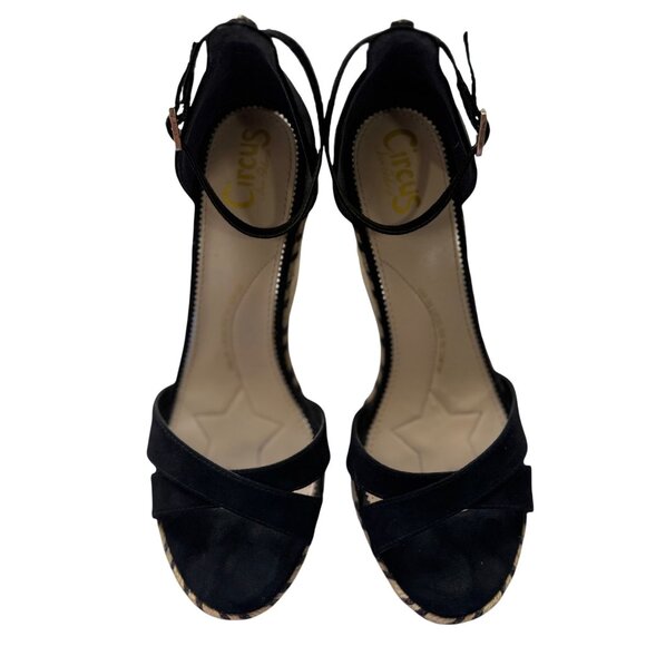 Sam Edelman Circus Black Espadrille Wedge Sandals w/ Ankle Strap & 4" Heel 10M - Picture 4 of 11